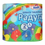 Туалетная бумага Solfi Радуга с перфорацией 2 слоя 4 рулона