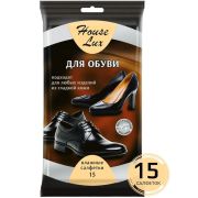 House Lux влажные салфетки для обуви, 15 шт.