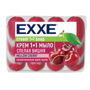 Мыло-крем Exxe 1+1 Спелая вишня красное, полосатое, 4*75 г.