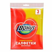 Салфетки Bonus вискозные 38*30см 3шт
