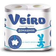 Туалетная бумага Veiro Домашняя белая, двухслойная, 4 рулона в упаковке.